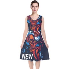 Make Devil Discovery  V-neck Midi Sleeveless Dress  by Saikumar