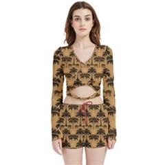 Cat Jigsaw Puzzle Velvet Wrap Crop Top And Shorts Set by Jatiart