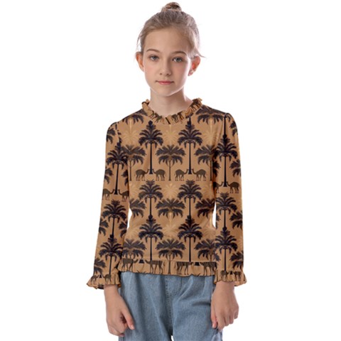 Peacock Feathers Kids  Frill Detail T-shirt by Jatiart