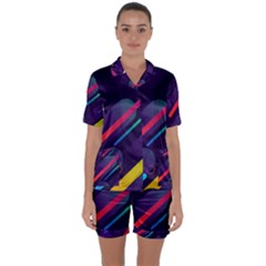 Colorful Abstract Background Satin Short Sleeve Pajamas Set