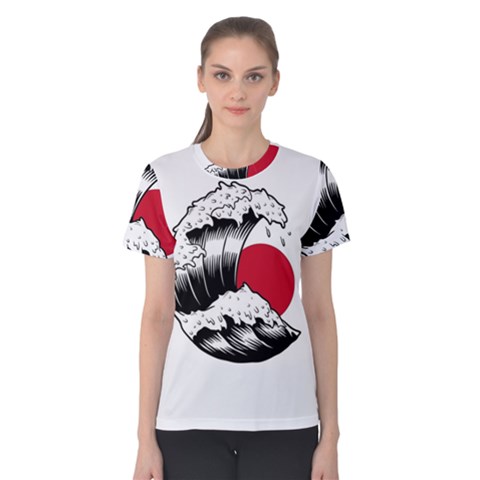 Japanese Sun & Wave Women s Cotton T-shirt by Cendanart