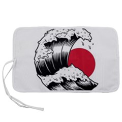 Japanese Sun & Wave Pen Storage Case (l) by Cendanart