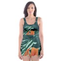 Green Tropical Leaves Skater Dress Swimsuit View1