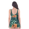 Green Tropical Leaves Skater Dress Swimsuit View2