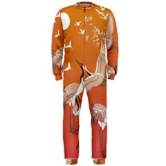 Japanese Crane Painting Of Birds Onepiece Jumpsuit (men) by Cendanart