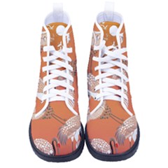 Japanese Crane Painting Of Birds Women s High-top Canvas Sneakers by Cendanart