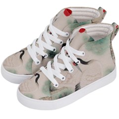 Japanese Crane Painting Of Bird Kids  Hi-top Skate Sneakers by Cendanart