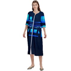 Blue Tardis Doctor Who Police Call Box Women s Cotton 3/4 Sleeve Night Gown by Cendanart