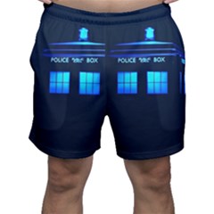 Blue Tardis Doctor Who Police Call Box Men s Shorts by Cendanart