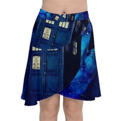 Tardis Doctor Who Space Galaxy Chiffon Wrap Front Skirt by Cendanart