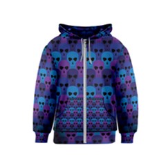 Skull Pattern Wallpaper Kids  Zipper Hoodie by Ket1n9