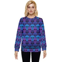 Skull Pattern Wallpaper Hidden Pocket Sweatshirt by Ket1n9