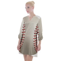 Baseball Open Neck Shift Dress by Ket1n9