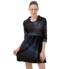 Cosmos Dark Hd Wallpaper Milky Way Mini Skater Shirt Dress by Ket1n9