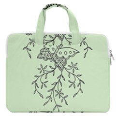 Illustration Of Butterflies And Flowers Ornament On Green Background Macbook Pro 16  Double Pocket Laptop Bag  by Ket1n9