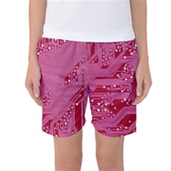 Pink Circuit Pattern Women s Basketball Shorts by Ket1n9