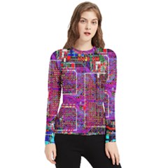 Technology Circuit Board Layout Pattern Women s Long Sleeve Rash Guard