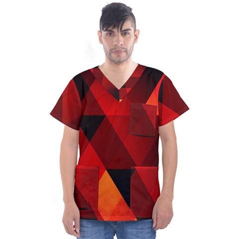 Abstract Triangle Wallpaper Men s V-neck Scrub Top by Ket1n9