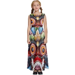 Wood Sculpture Bali Logo Kids  Satin Sleeveless Maxi Dress by Ket1n9