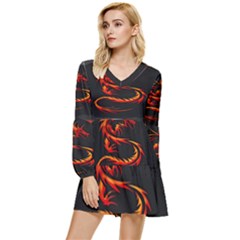 Dragon Tiered Long Sleeve Mini Dress by Ket1n9