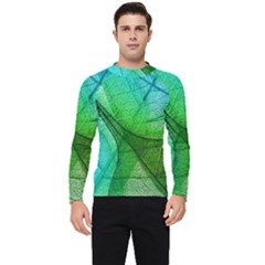 Sunlight Filtering Through Transparent Leaves Green Blue Men s Long Sleeve Rash Guard by Ket1n9