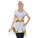 Simulated Gold Leaf Gilded Butterfly Short Sleeve Side Drop Tunic View1