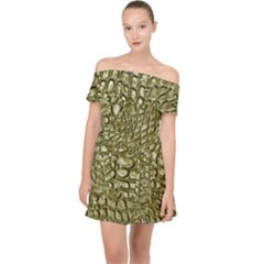 Aligator Skin Off Shoulder Chiffon Dress by Ket1n9