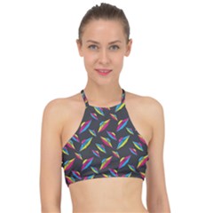 Alien Patterns Vector Graphic Halter Bikini Top by Ket1n9