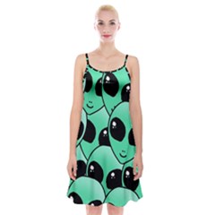 Art Alien Pattern Spaghetti Strap Velvet Dress