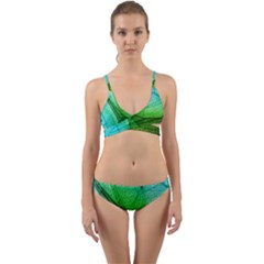 Sunlight Filtering Through Transparent Leaves Green Blue Wrap Around Bikini Set by Ket1n9