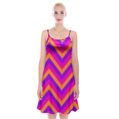 Chevron Spaghetti Strap Velvet Dress