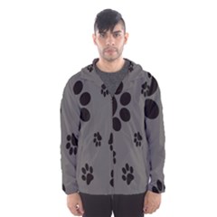 Dog Foodprint Paw Prints Seamless Background And Pattern Men s Hooded Windbreaker by Ket1n9