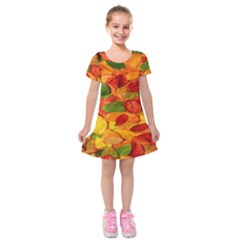 Leaves Texture Kids  Short Sleeve Velvet Dress by Ket1n9