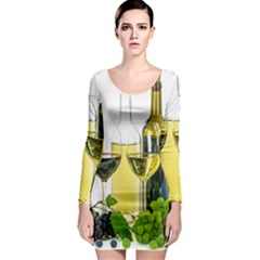 White Wine Red Wine The Bottle Long Sleeve Bodycon Dress