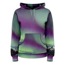 Aurora Stars Sky Mountains Snow Aurora Borealis Women s Pullover Hoodie by Ket1n9