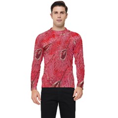 Red Peacock Floral Embroidered Long Qipao Traditional Chinese Cheongsam Mandarin Men s Long Sleeve Rash Guard by Ket1n9