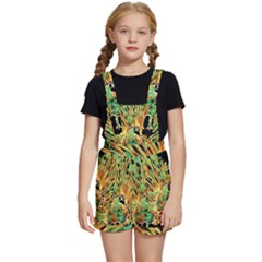 Unusual Peacock Drawn With Flame Lines Kids  Short Overalls by Ket1n9