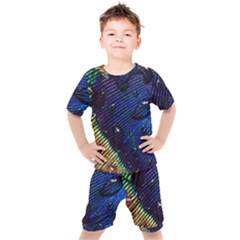 Peacock Feather Retina Mac Kids  T-shirt And Shorts Set by Ket1n9