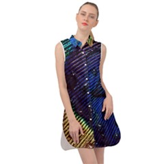 Peacock Feather Retina Mac Sleeveless Shirt Dress by Ket1n9