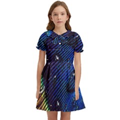 Peacock Feather Retina Mac Kids  Bow Tie Puff Sleeve Dress by Ket1n9