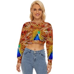 Fractal Peacock Art Lightweight Long Sleeve Sweatshirt