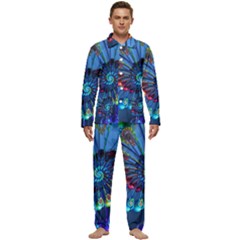 Top Peacock Feathers Men s Long Sleeve Velvet Pocket Pajamas Set