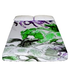 Horse Horses Animal World Green Fitted Sheet (queen Size)