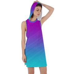 Background Pink Blue Gradient Racer Back Hoodie Dress by Ket1n9