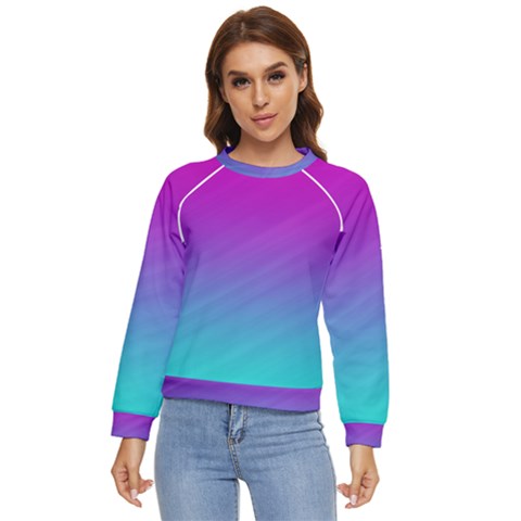 Background Pink Blue Gradient Women s Long Sleeve Raglan T-shirt by Ket1n9