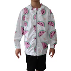 Seamless Background With Watermelon Slices Kids  Hooded Windbreaker