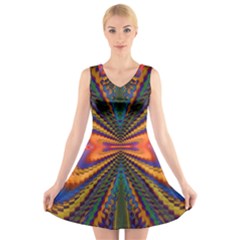 Casanova Abstract Art-colors Cool Druffix Flower Freaky Trippy V-neck Sleeveless Dress