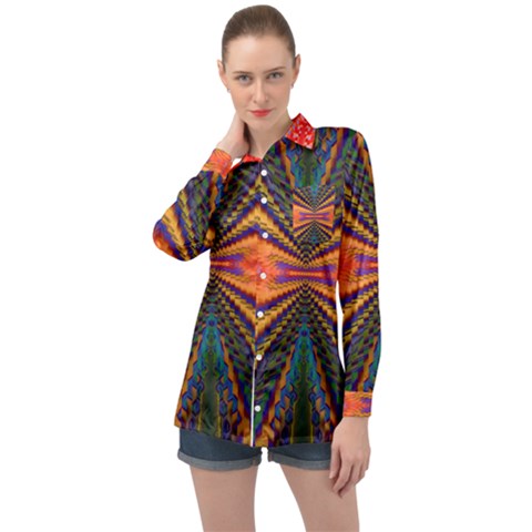 Casanova Abstract Art-colors Cool Druffix Flower Freaky Trippy Long Sleeve Satin Shirt by Ket1n9