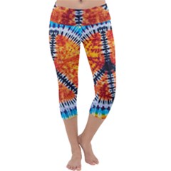 Tie Dye Peace Sign Capri Yoga Leggings by Ket1n9