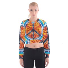 Tie Dye Peace Sign Cropped Sweatshirt by Ket1n9